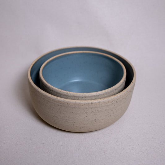 Nesting Bowl Set - Medium/Large - Sage Blue Satin