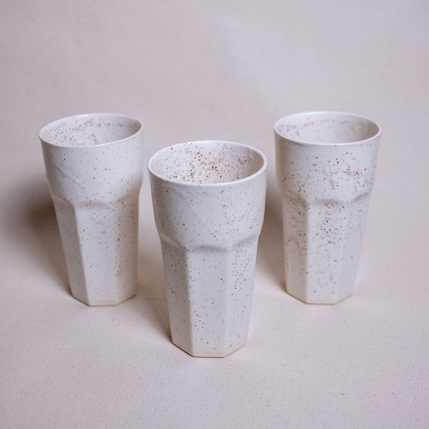 Speckled White Satin Ceramic Tumblers