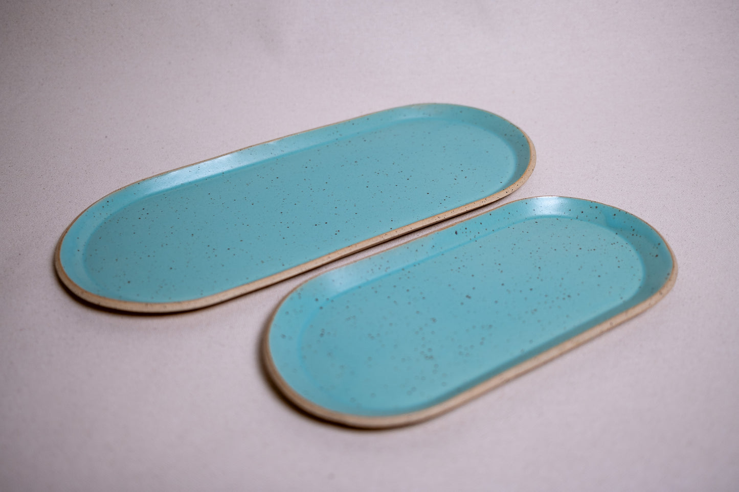 Rounded Rectangle Plate (Long & Short) - Satin Seafoam