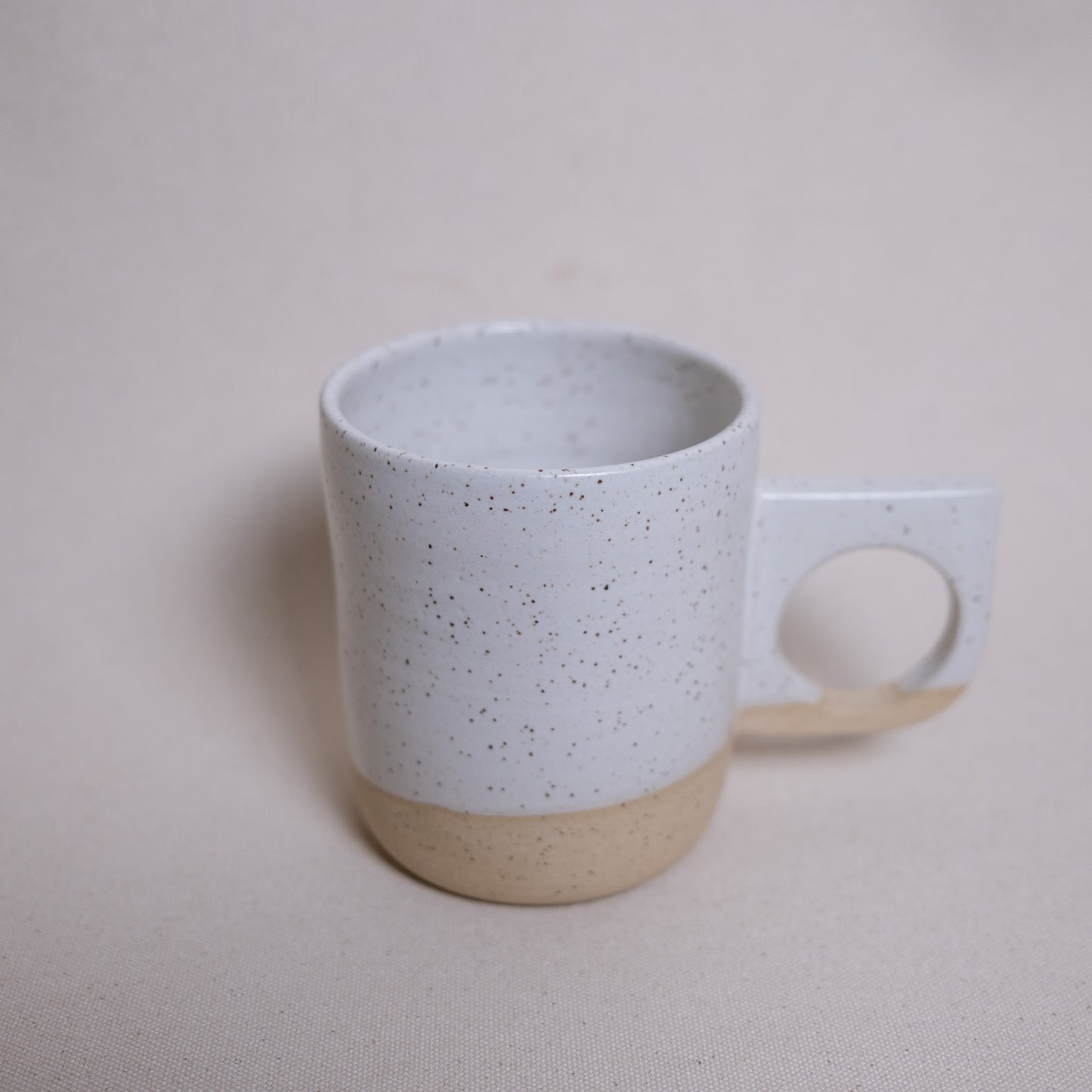 Tall Slab Handle Mug - Ivory White Satin