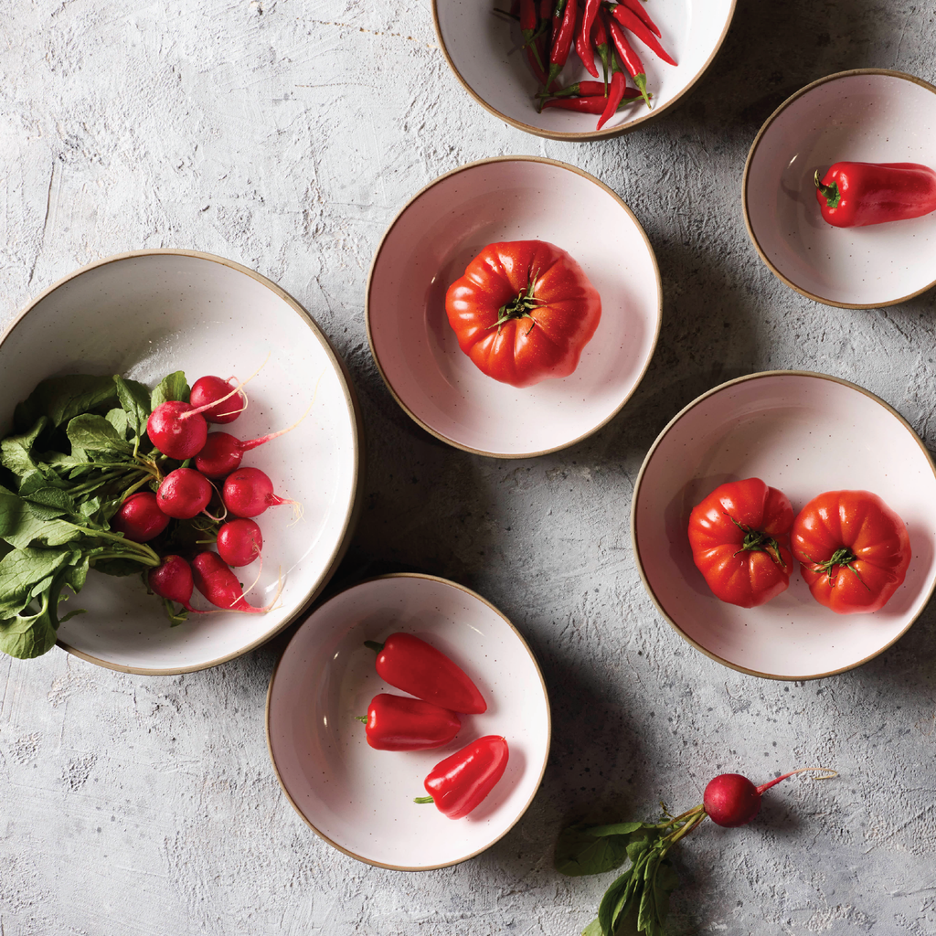 The Everyday Bowl - Short - Grey Speckled Stoneware / White Gloss